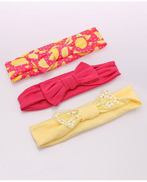 Babyhug Free Size Headbands With Bow Applique Pack of 3- Multicolor