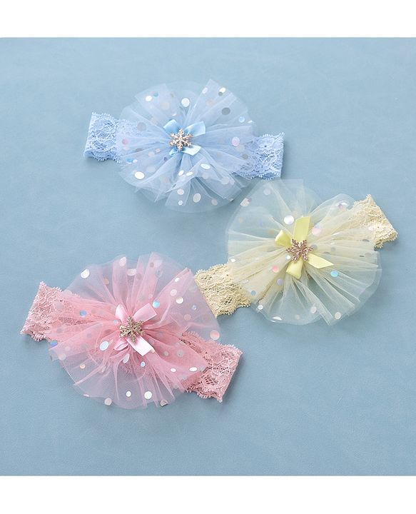 Babyhug Free Size Headband With Flower Applique Pack of 3 - Multicolor