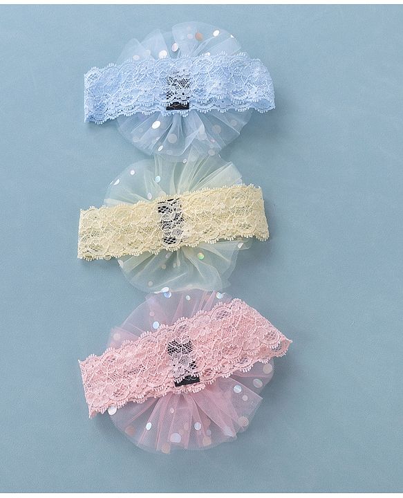 Babyhug Free Size Headband With Flower Applique Pack of 3 - Multicolor