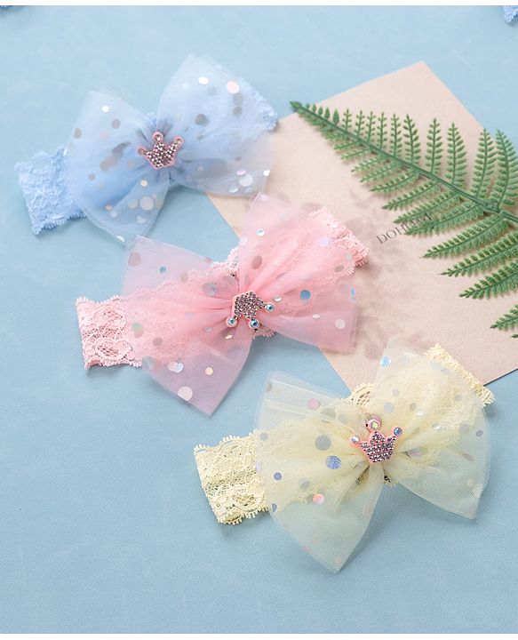 Babyhug Free Size Headbands With Bow Applique Pack of 3- Multicolor
