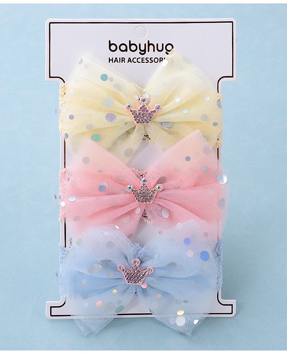 Babyhug Free Size Headbands With Bow Applique Pack of 3- Multicolor