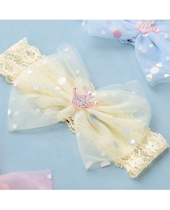 Babyhug Free Size Headbands With Bow Applique Pack of 3- Multicolor