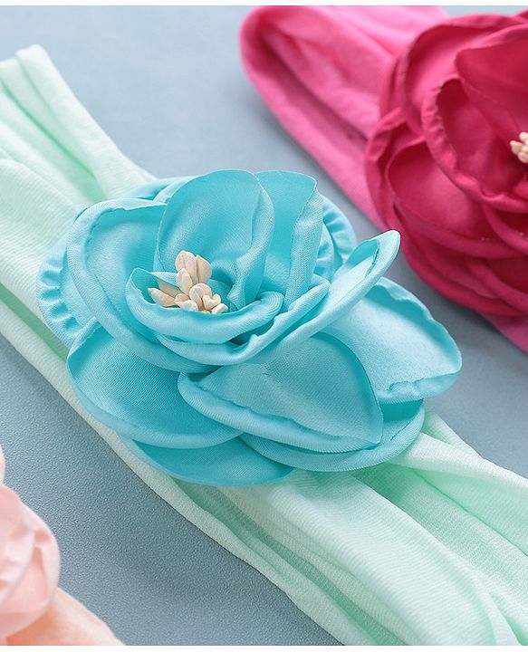 Babyhug Headbands with Floral Applique Pack of 3 - Multicolor