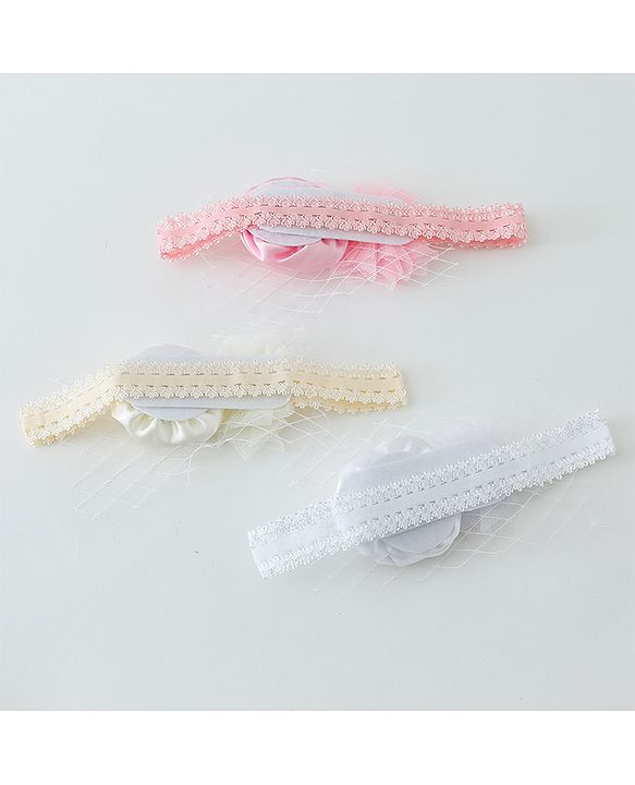 Babyhug Free Size Headbands With Flower Applique Pack of 3- Multicolor