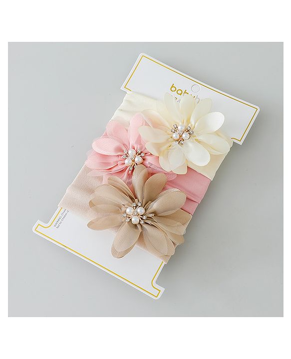 Babyhug Headbands with Floral Applique Pack of 3 - Multicolor
