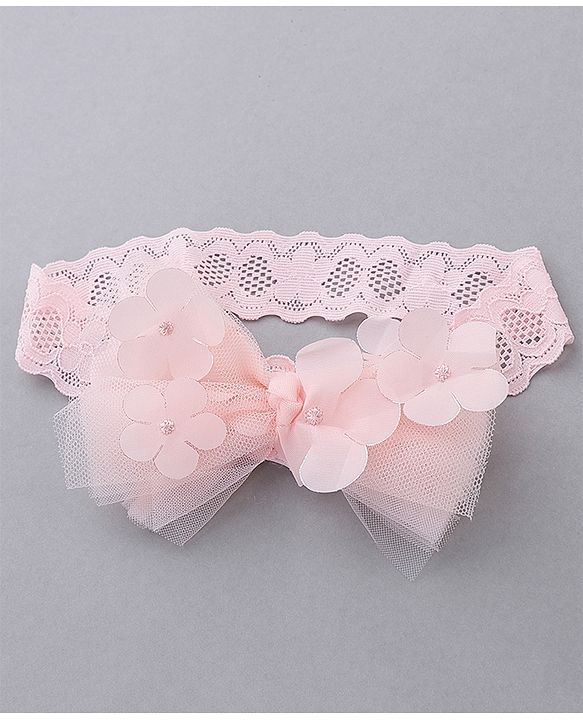 Babyhug Free Size Bow & Flower Headbands Pack of 3 - Pink