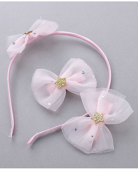 Babyhug Free Size Hair Accessories Combo Set of 3 with Bow Applque - Pink