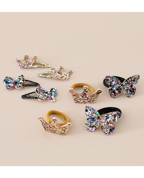 Babyhug Free Size Bow & Butterfly Clips Set of 8 - Multicolor