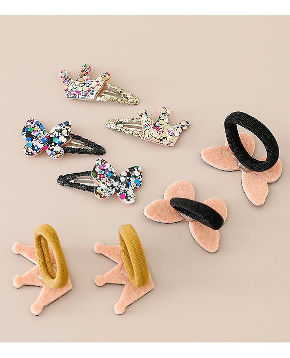 Babyhug Free Size Bow & Butterfly Clips Set of 8 - Multicolor
