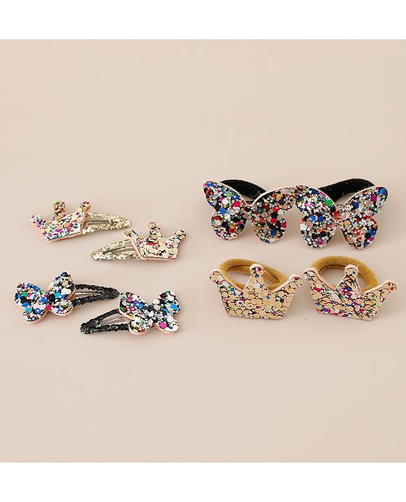 Babyhug Free Size Bow & Butterfly Clips Set of 8 - Multicolor