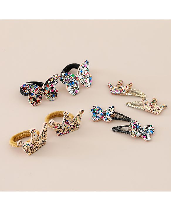 Babyhug Free Size Bow & Butterfly Clips Set of 8 - Multicolor
