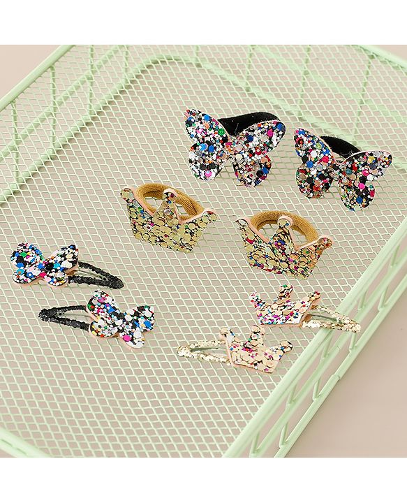 Babyhug Free Size Bow & Butterfly Clips Set of 8 - Multicolor