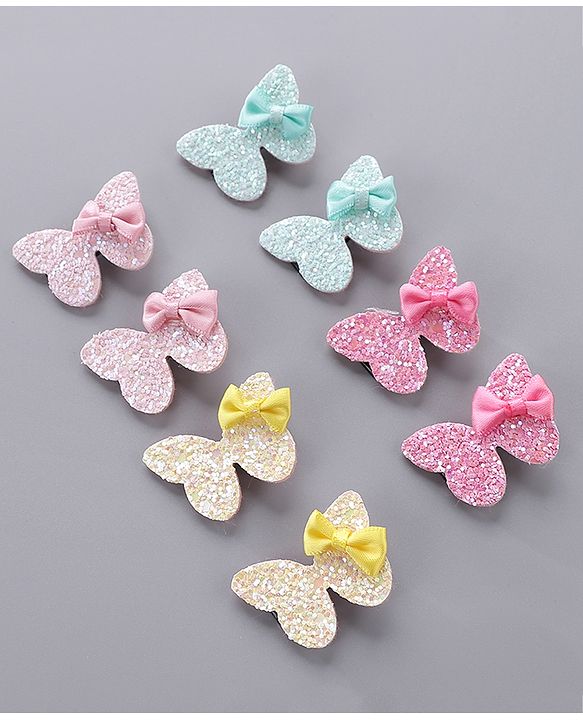Babyhug Free Size Bow & Butterfly Clips Set of 8 - Multicolor
