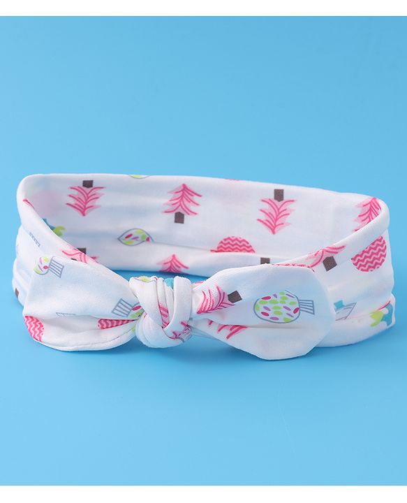 Babyhug Free Size Headbands With Bow Applique Pack of 3 - Pink & White