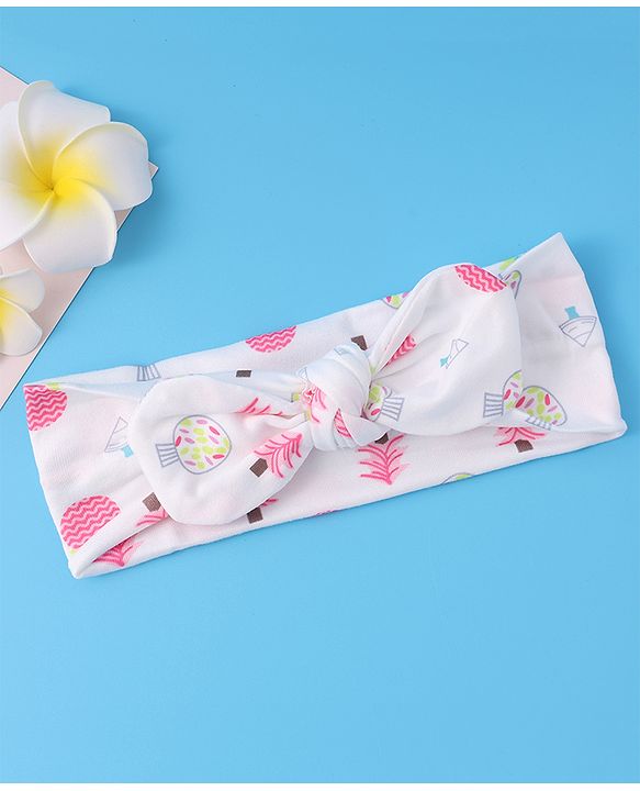 Babyhug Free Size Headbands With Bow Applique Pack of 3 - Pink & White
