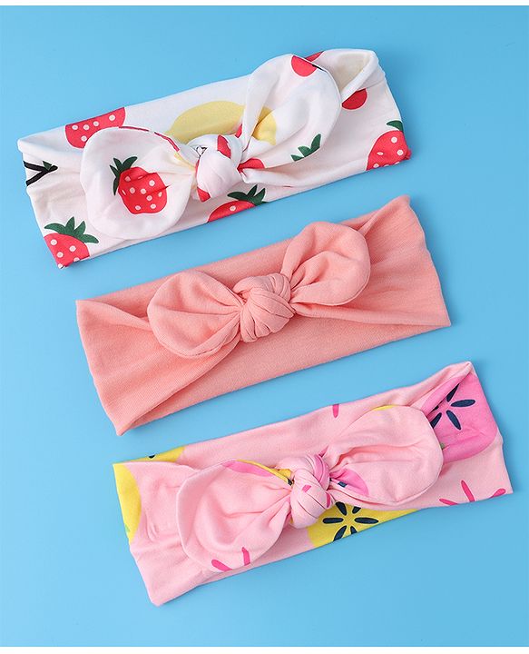 Babyhug Bow Appliques Headbands  Pack of 3 - Multicolor