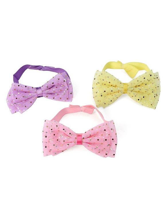 Babyhug Free Size Bow Style Headbands Pack of 3 - Multicolor