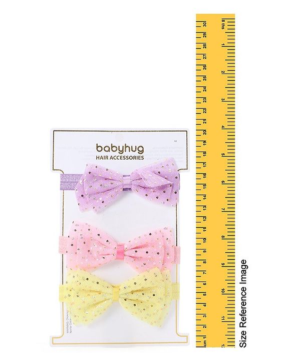 Babyhug Free Size Bow Style Headbands Pack of 3 - Multicolor