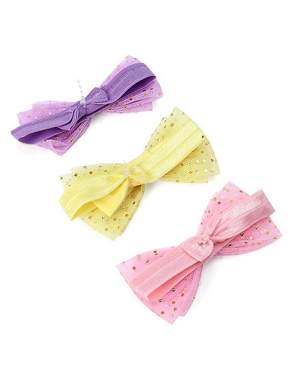 Babyhug Free Size Bow Style Headbands Pack of 3 - Multicolor
