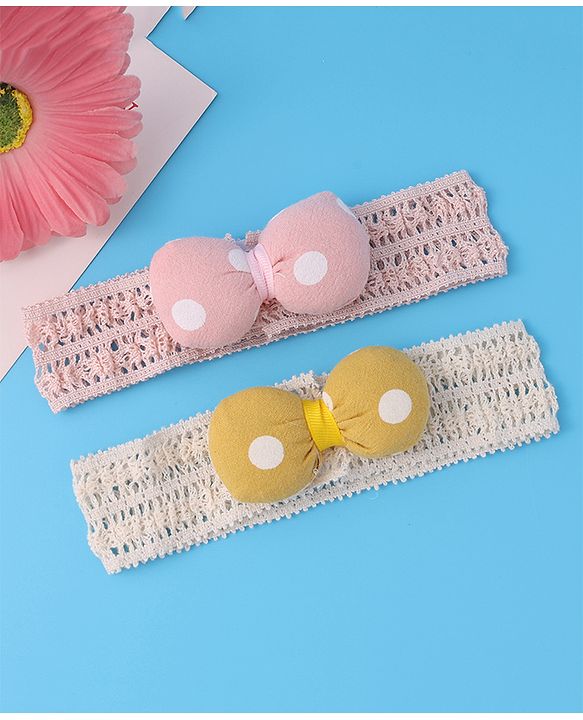 Babyhug Headbands with Bow Applique Pack of 2 - Multicolor