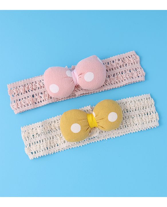 Babyhug Headbands with Bow Applique Pack of 2 - Multicolor