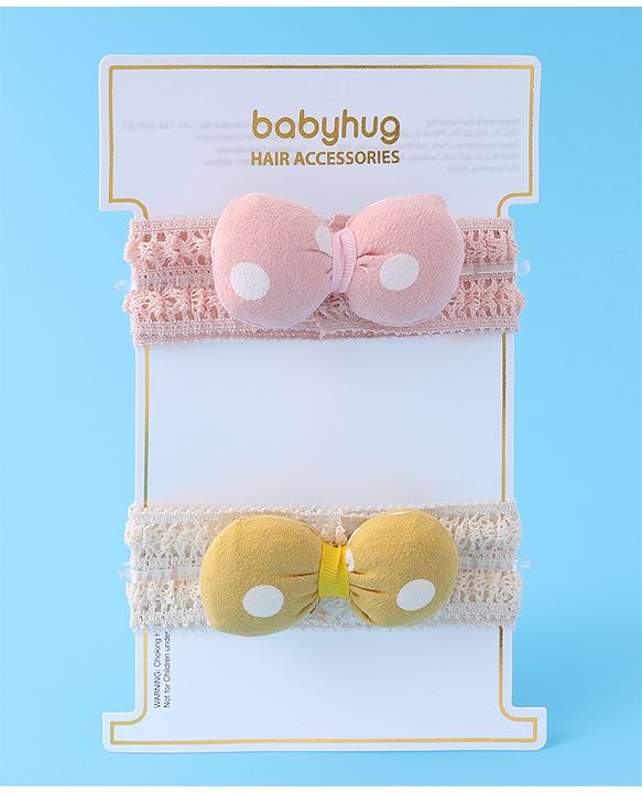Babyhug Headbands with Bow Applique Pack of 2 - Multicolor