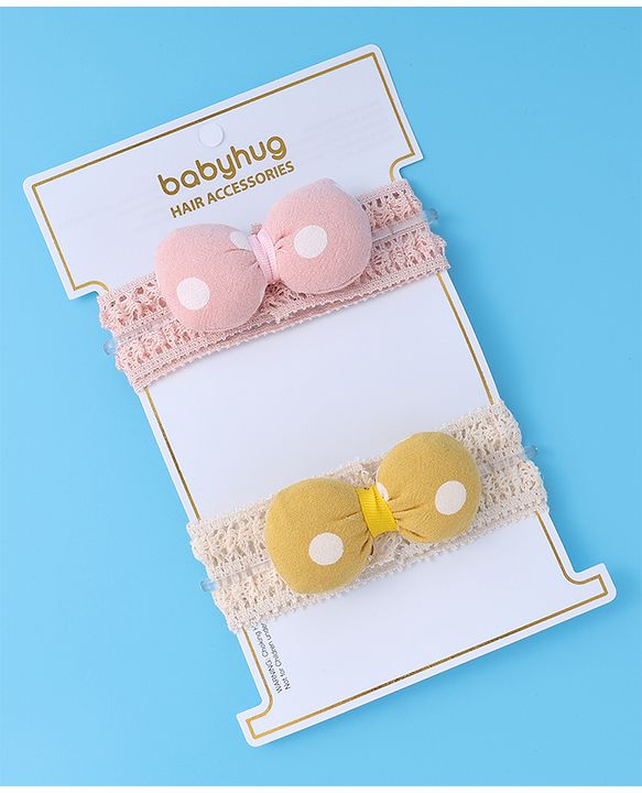 Babyhug Headbands with Bow Applique Pack of 2 - Multicolor