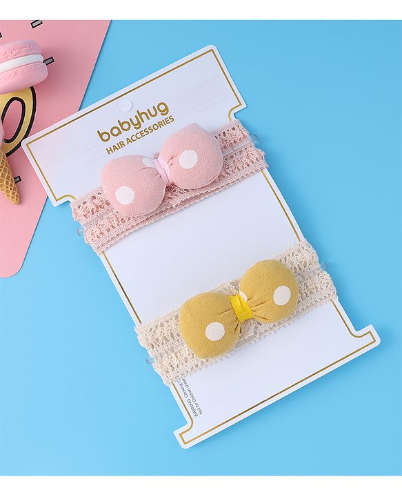 Babyhug Headbands with Bow Applique Pack of 2 - Multicolor