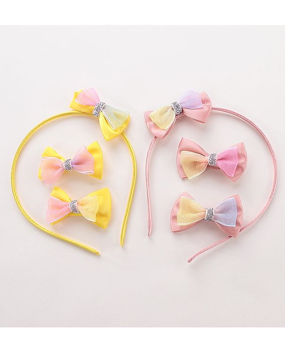 Babyhug Baby Hair Accessories Combo Set Free Size Pack of 2 - Pink & Yellow