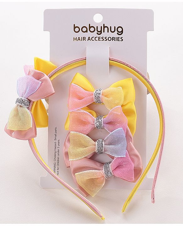 Babyhug Baby Hair Accessories Combo Set Free Size Pack of 2 - Pink & Yellow
