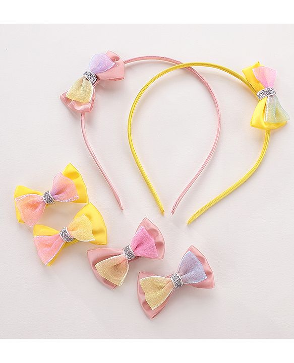 Babyhug Baby Hair Accessories Combo Set Free Size Pack of 2 - Pink & Yellow