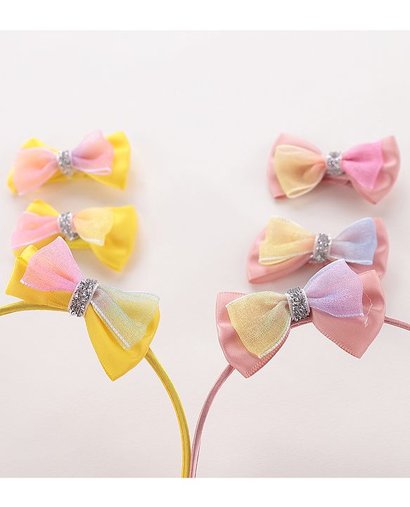 Babyhug Baby Hair Accessories Combo Set Free Size Pack of 2 - Pink & Yellow