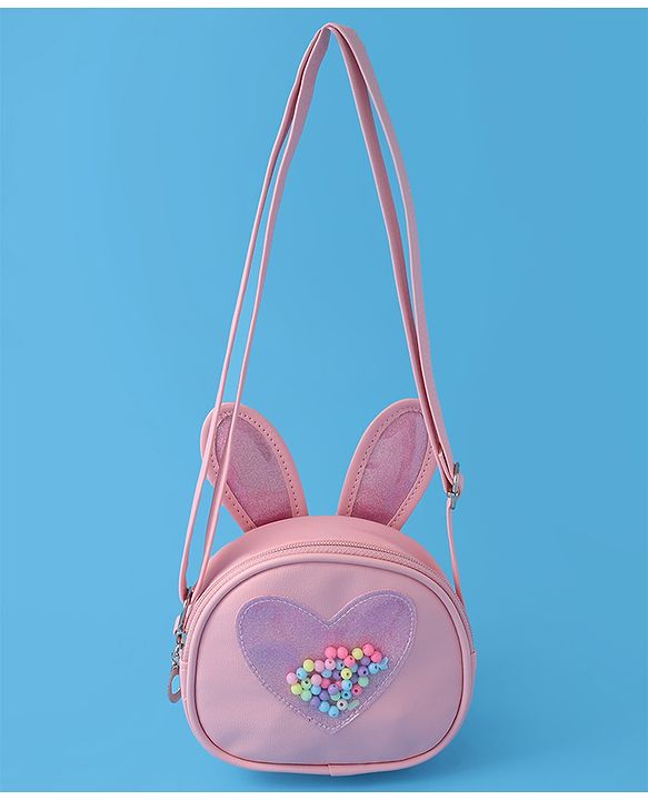 Babyhug Sling Bag with Bunny & Heart Applique - Pink