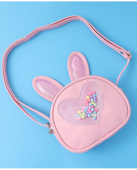 Babyhug Sling Bag with Bunny & Heart Applique - Pink