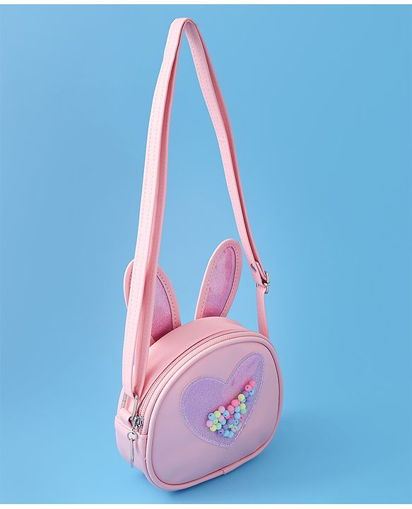 Babyhug Sling Bag with Bunny & Heart Applique - Pink