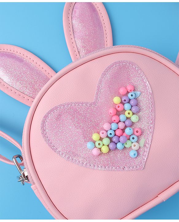 Babyhug Sling Bag with Bunny & Heart Applique - Pink
