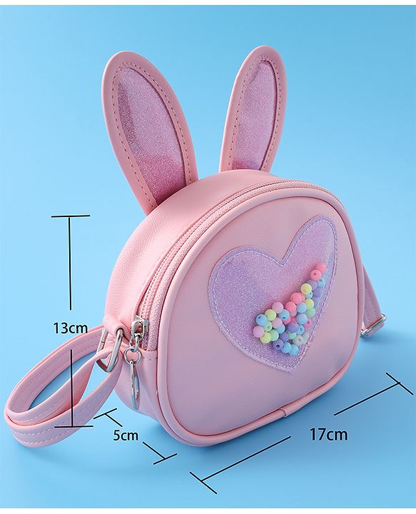 Babyhug Sling Bag with Bunny & Heart Applique - Pink