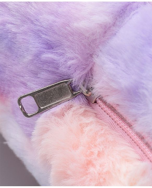 Babyhug Fur Fashion Backpack Unicorn Applique - Multicolor