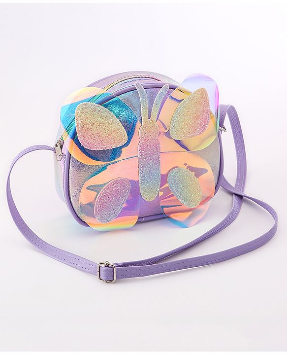 Babyhug Sling Bag With Butterfly Applique - Purple