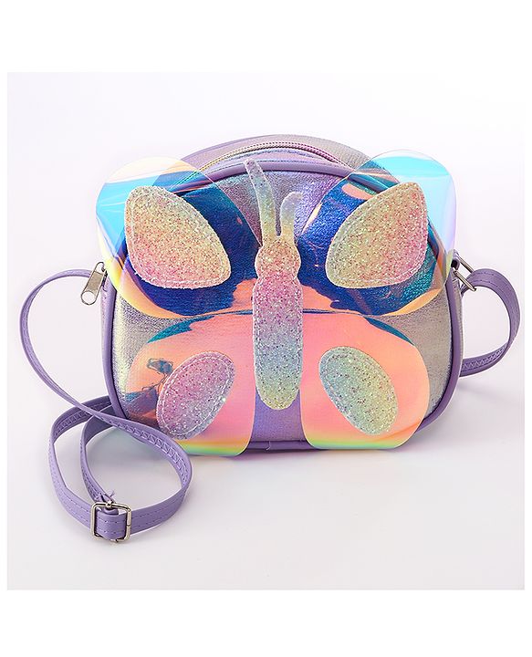 Babyhug Sling Bag With Butterfly Applique - Purple