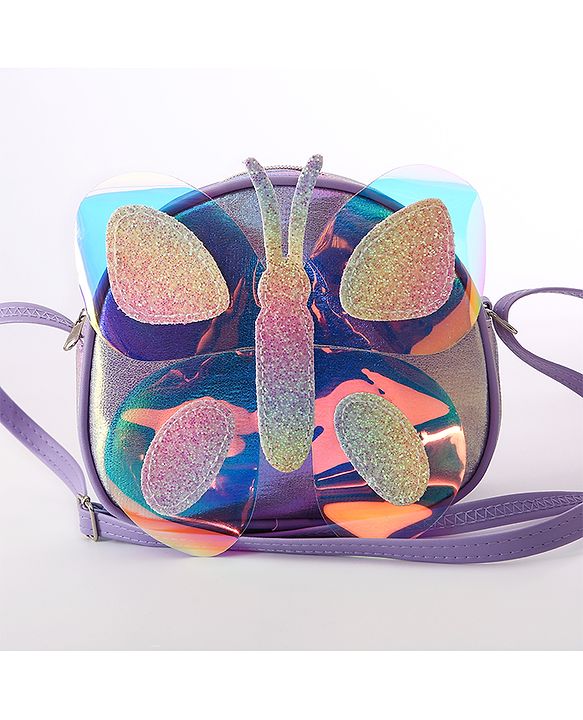 Babyhug Sling Bag With Butterfly Applique - Purple