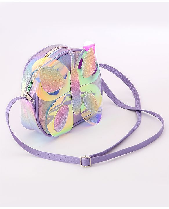 Babyhug Sling Bag With Butterfly Applique - Purple