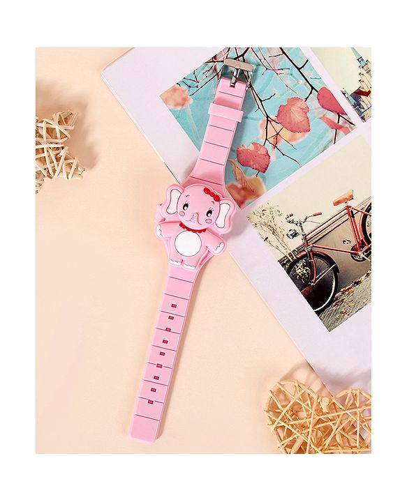 Babyhug Free Size Elephant Design  Digital Watch - Pink