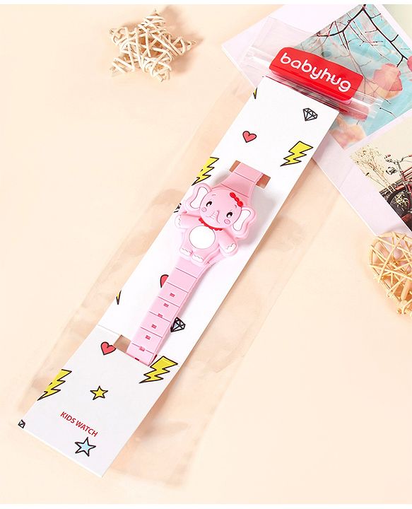 Babyhug Free Size Elephant Design  Digital Watch - Pink