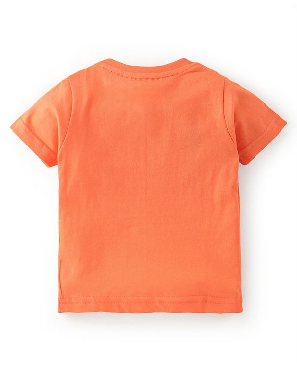 Babyhug Cotton Single Jersey Knit Half Sleeves Night Suit Boat Print - Orange & Blue