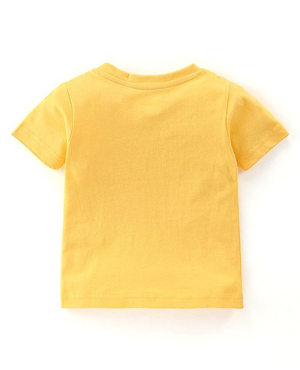 Babyhug Cotton Knit Half Sleeves Night Suit With Van Print - Yellow & Blue