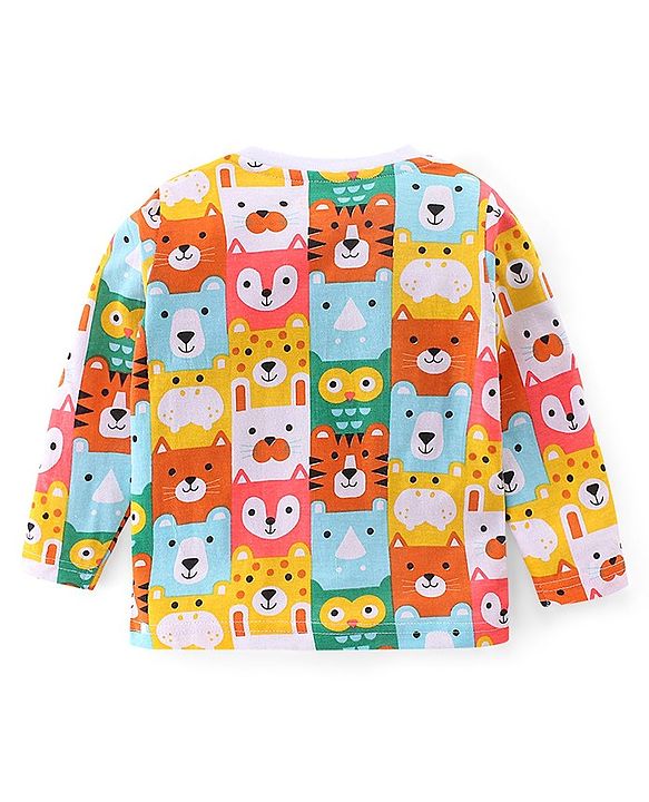 Babyhug Cotton Knit Full Sleeves Night Suit With Animals Print - Multicolour