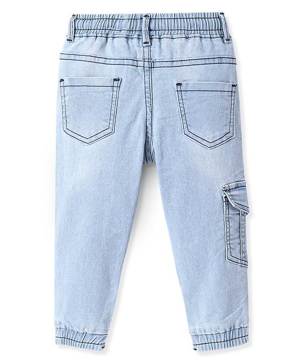 Babyhug Full Length Joggers with Stretch Solid Color - Blue