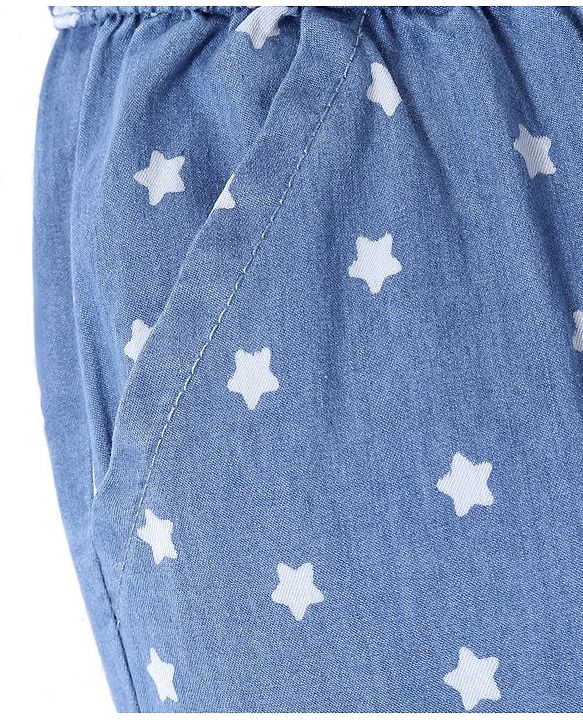 Babyhug Cotton Lycra Full Length Joggers Stars Printed - Blue