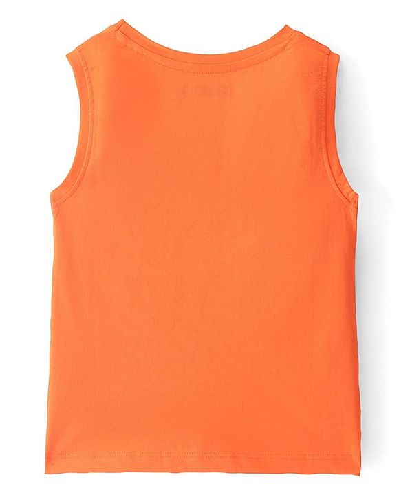 Pine Kids Cotton Knit Sleeveless T-Shirt Floral Print - Paradise Orange